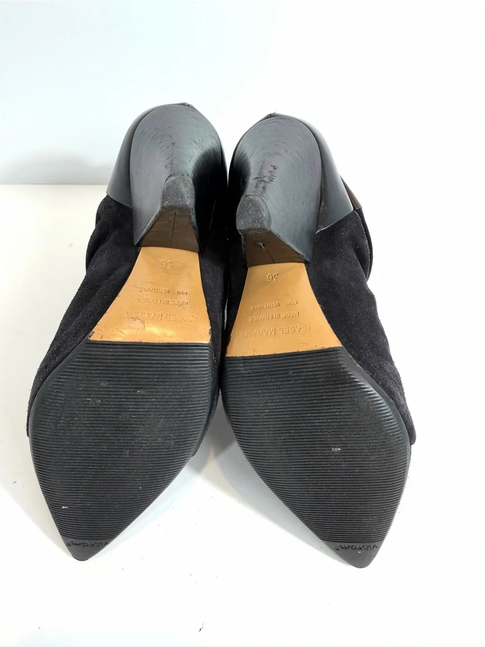 Isabel Marant Black Suede Leather Cone Heel Slouch Ankle Boots EU 36 / US 6